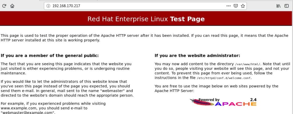 red hat enterprise linux test page