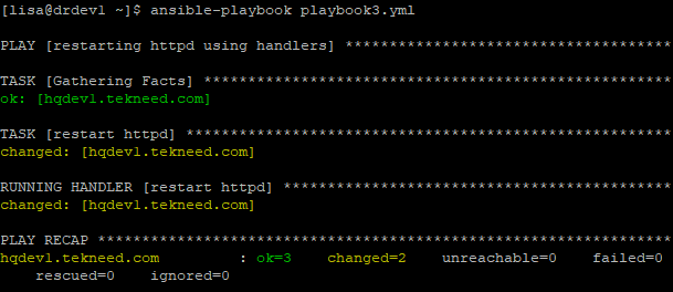 Ansible Playbook Handlers Example