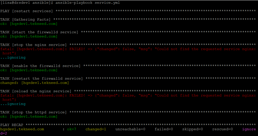 ansible service module